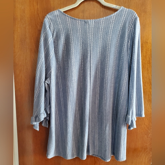 EC W5 Women's 1X Blue Stripped Top - Picture 3 of 4